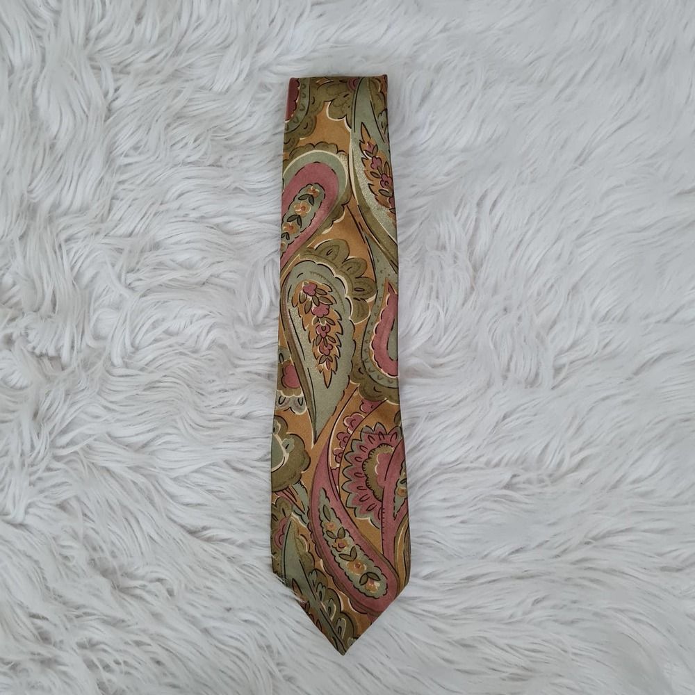 Oscar De La Renta Mens Neck Tie Paisley Floral - Picture 1 of 4